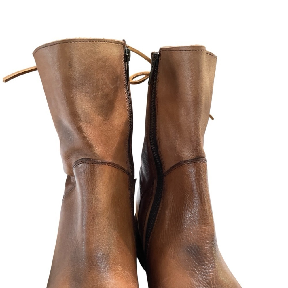 BED STU Women’s CHESHIRE BOOT Tan Glove Leather Lace Up Detail Combat Boots 8 - Picture 5 of 14